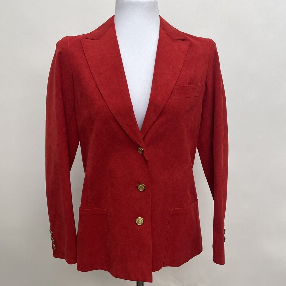 Vintage Abe Schrader Women's Blazer Red Gold Buttons Small Medium